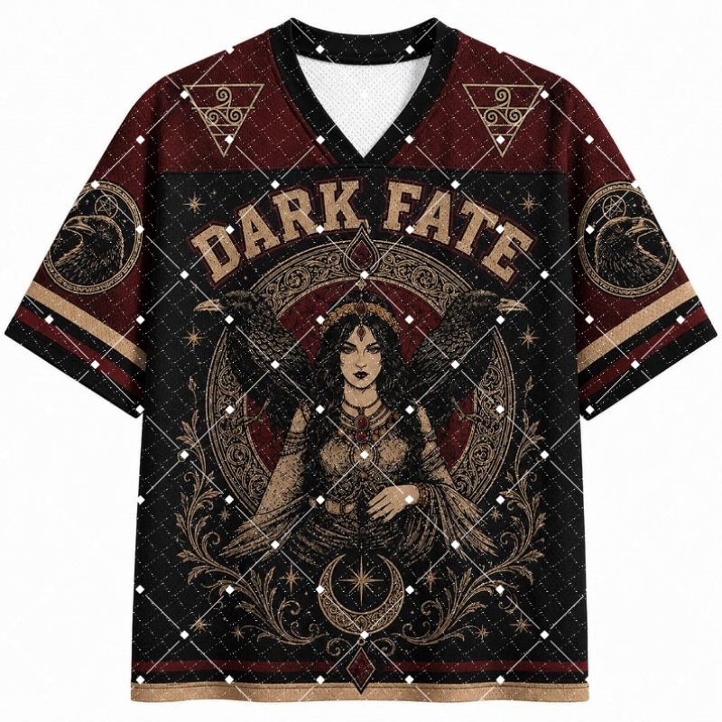 Street Fashion Art - Dark Fate Witch Raven Print V‑Neck
