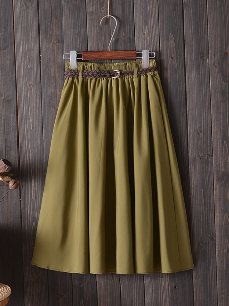 Korean Street Fashion Female - Midi Knee Length Summer Skirt Women
