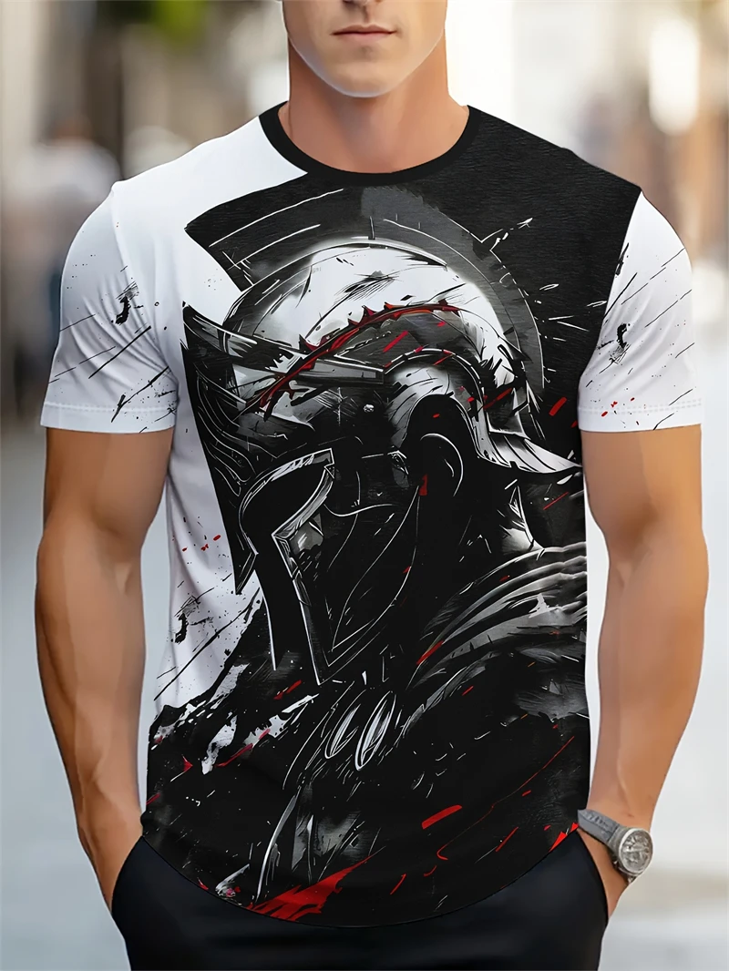 Street Fashion Outfit For Men - Mens Spartan Warrior Helmet 3D Splash
