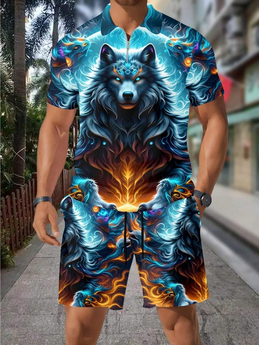 Men's Fashion 3D Wolf Print Zi - đánh giá và giá Street Fashion Styles