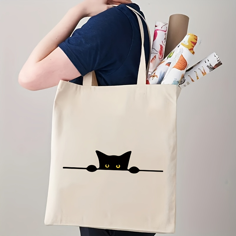 Linear Cat Print Pattern Fashi - đánh giá và giá Tote Bag Canvas Print