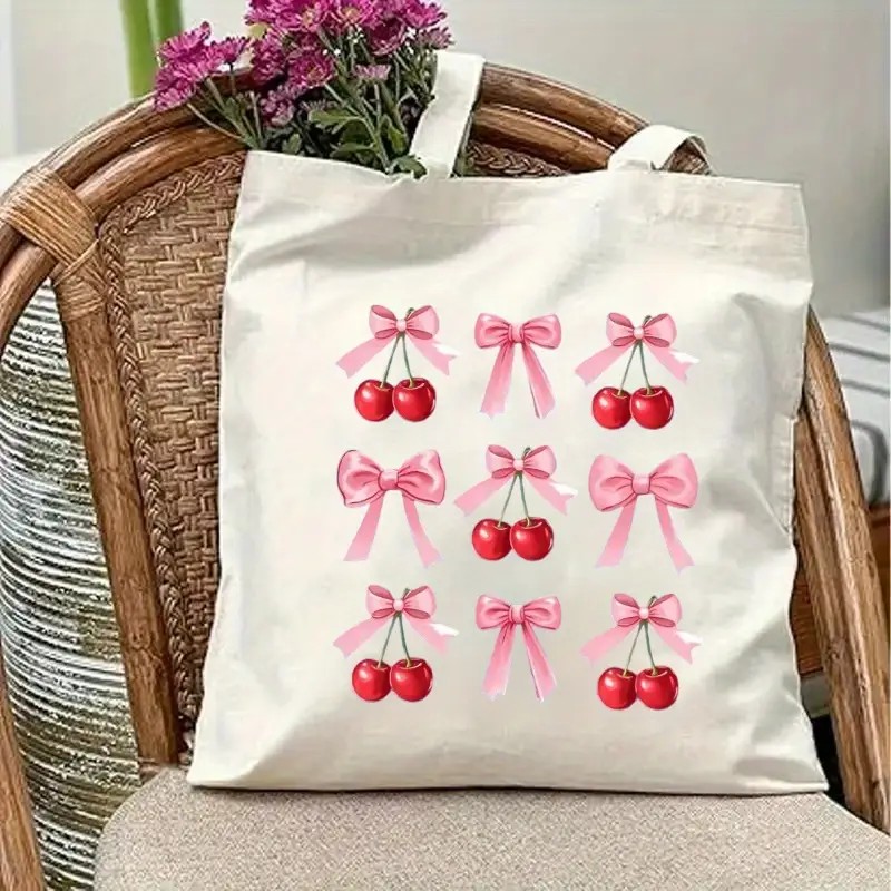 Canvas Tote Bag with Cherry Bo - đánh giá và giá Tote Bag Canvas Print