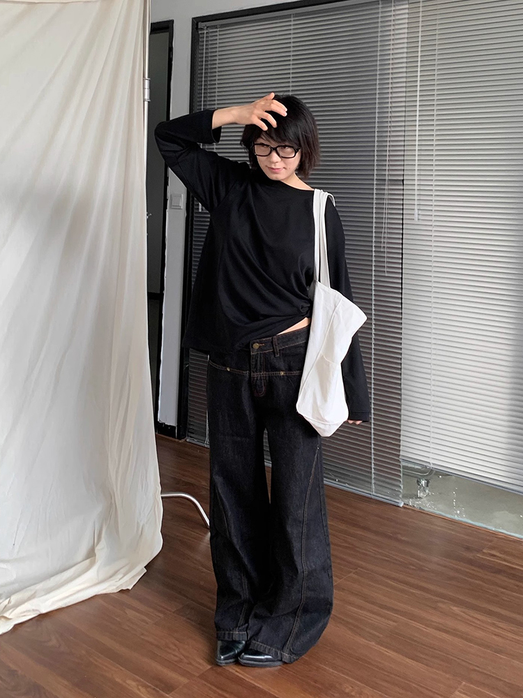Korean Fashion Wide Leg Denim  - đánh giá và giá Korean Street Fashion Female
