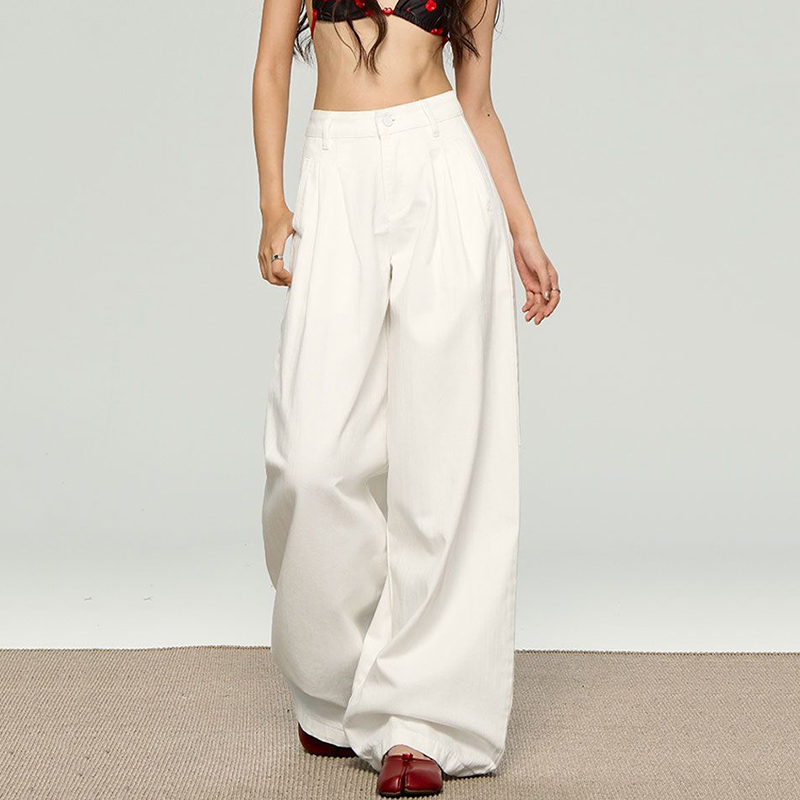 Korean White Loose Straight Le - đánh giá và giá Korean Street Fashion Female