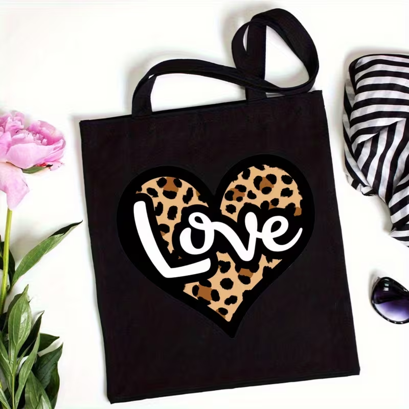 Leopard Print Heart Love Lette - đánh giá và giá Tote Bag Canvas Print