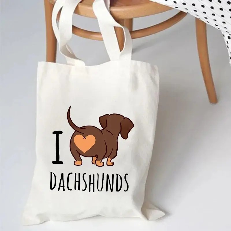 Cute Dachshund Funny Handbags  - đánh giá và giá Tote Bag Canvas Print