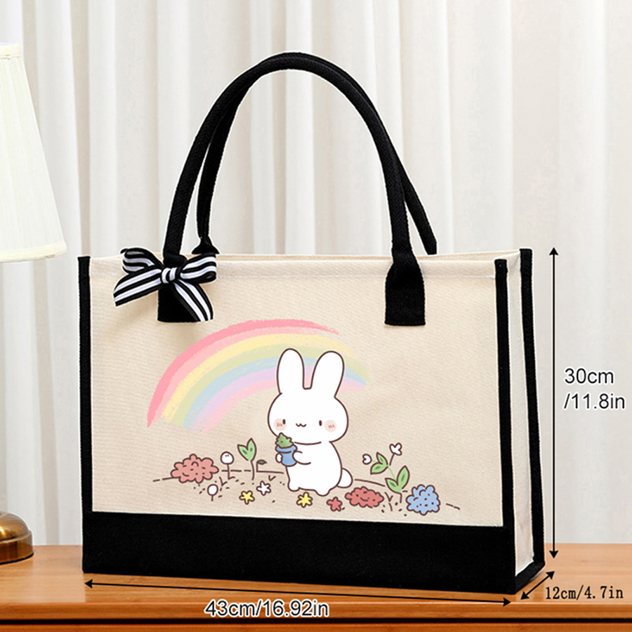 Cartoon-printed light white ca - đánh giá và giá Tote Bag Canvas Print