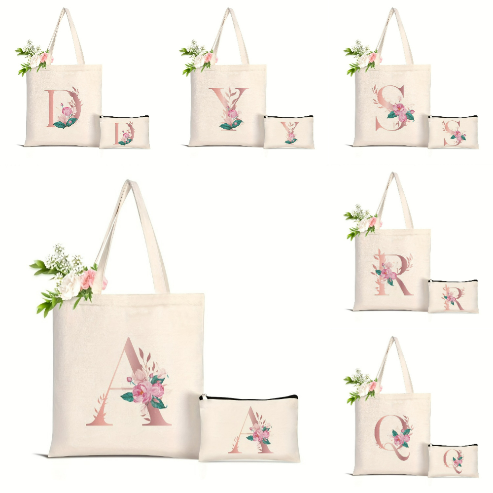 1pc Floral Love Letter Print T - đánh giá và giá Tote Bag Canvas Print