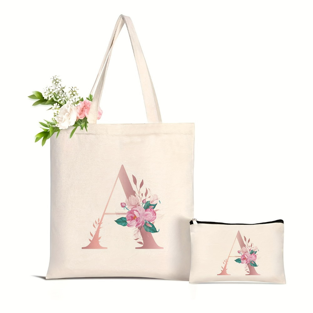 1pc Floral Love Letter Print T - đánh giá và giá Tote Bag Canvas Print