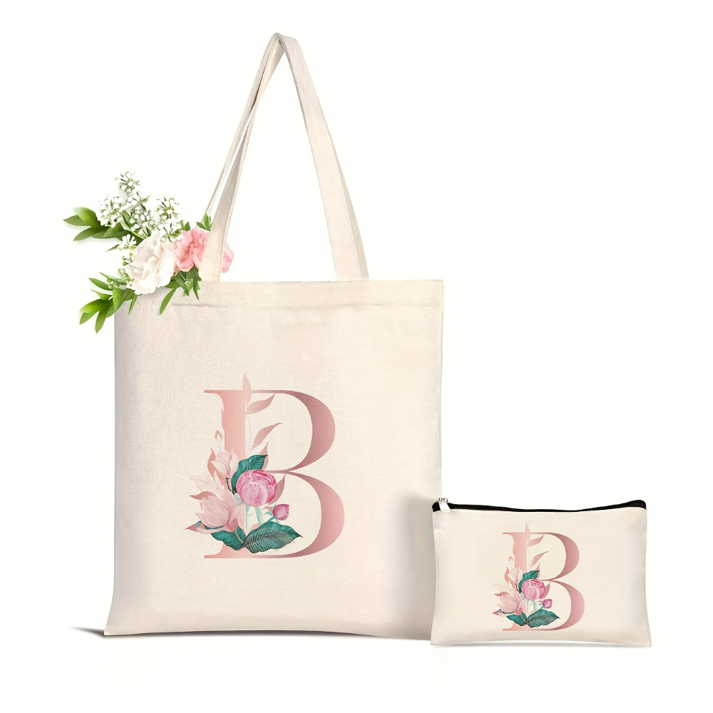 1pc Floral Love Letter Print T - đánh giá và giá Tote Bag Canvas Print