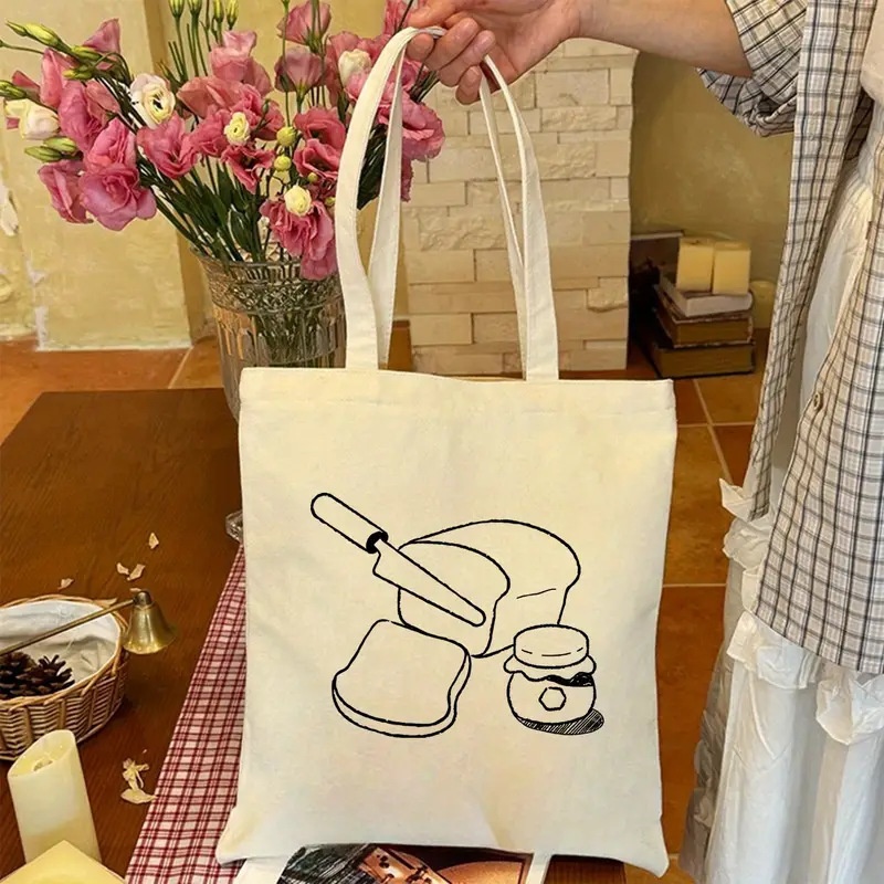 Bread Jam Line Art Canvas Tote - đánh giá và giá Tote Bag Canvas Print