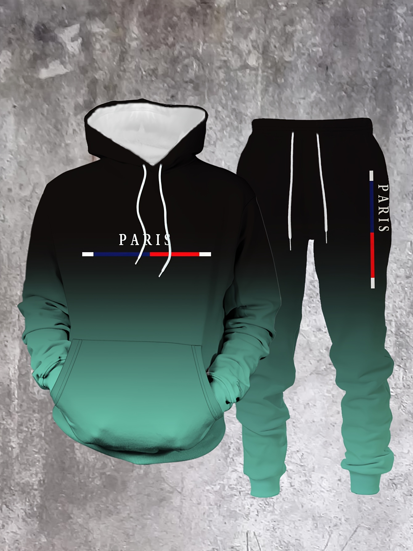 Gradient Color Paris Tracksuit - đánh giá và giá Street Fashion Outfit For Men