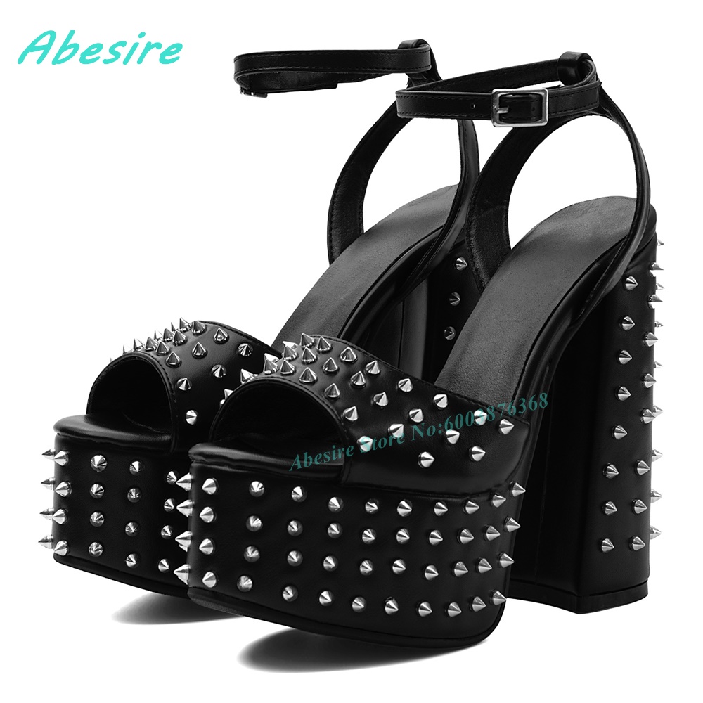 Black Faux Leather Rivet Platf - đánh giá và giá Street Fashion Styles