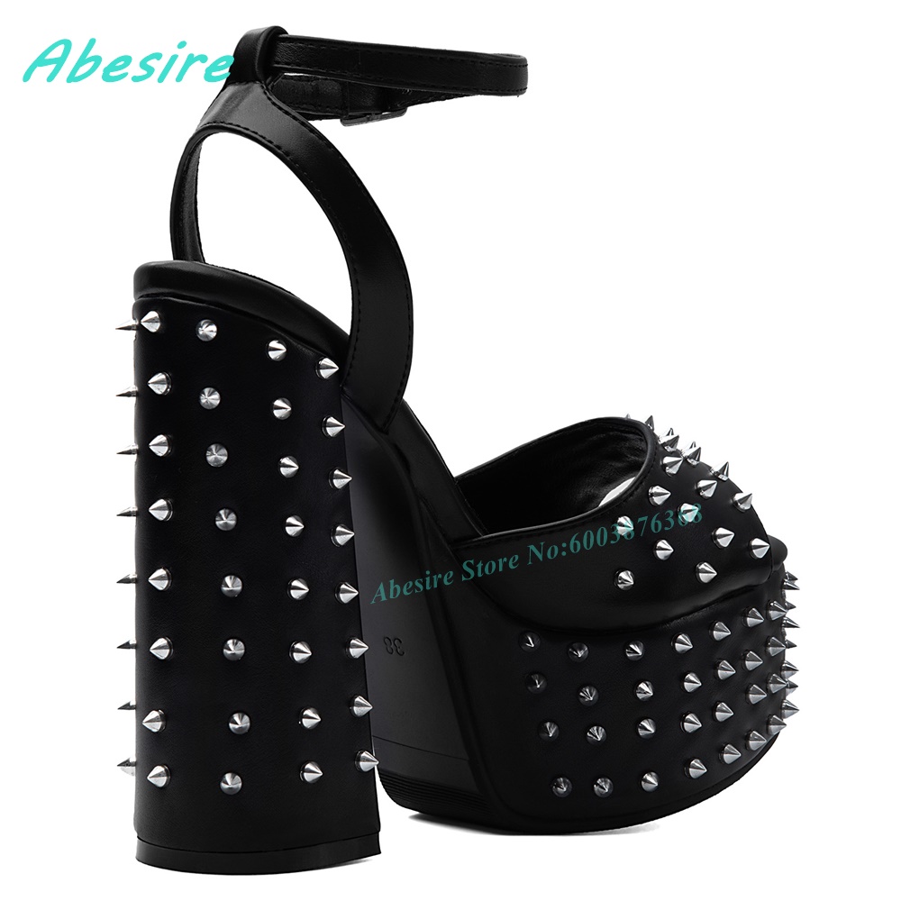 Black Faux Leather Rivet Platf - đánh giá và giá Street Fashion Styles