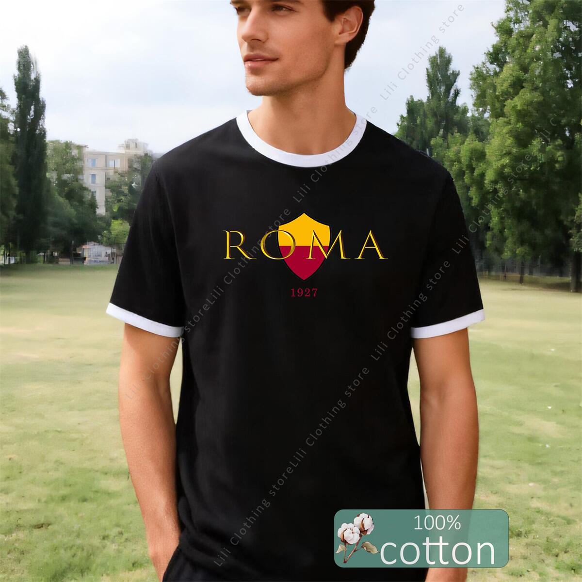 ROMA Letter Graphic Print Men' - đánh giá và giá Street Fashion Roma
