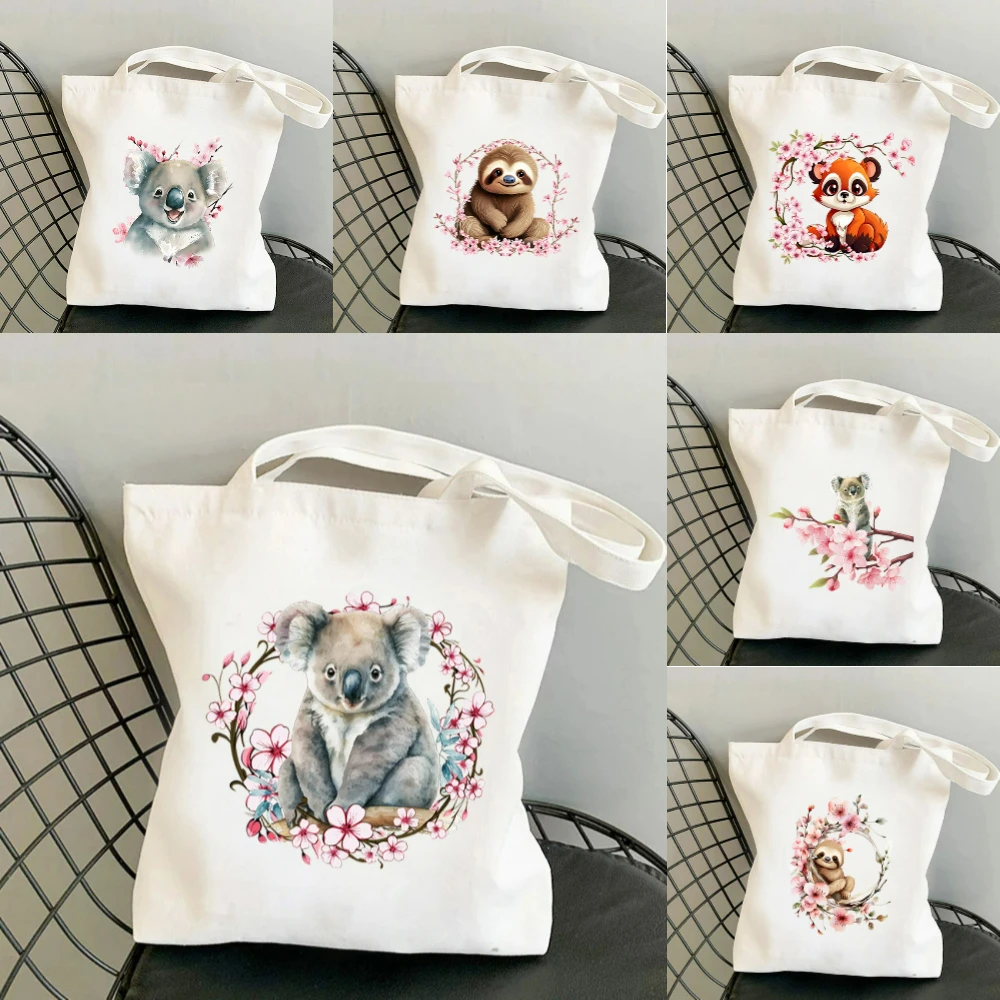 1pc Koala Cherry Blossom Print - đánh giá và giá Tote Bag Canvas Print
