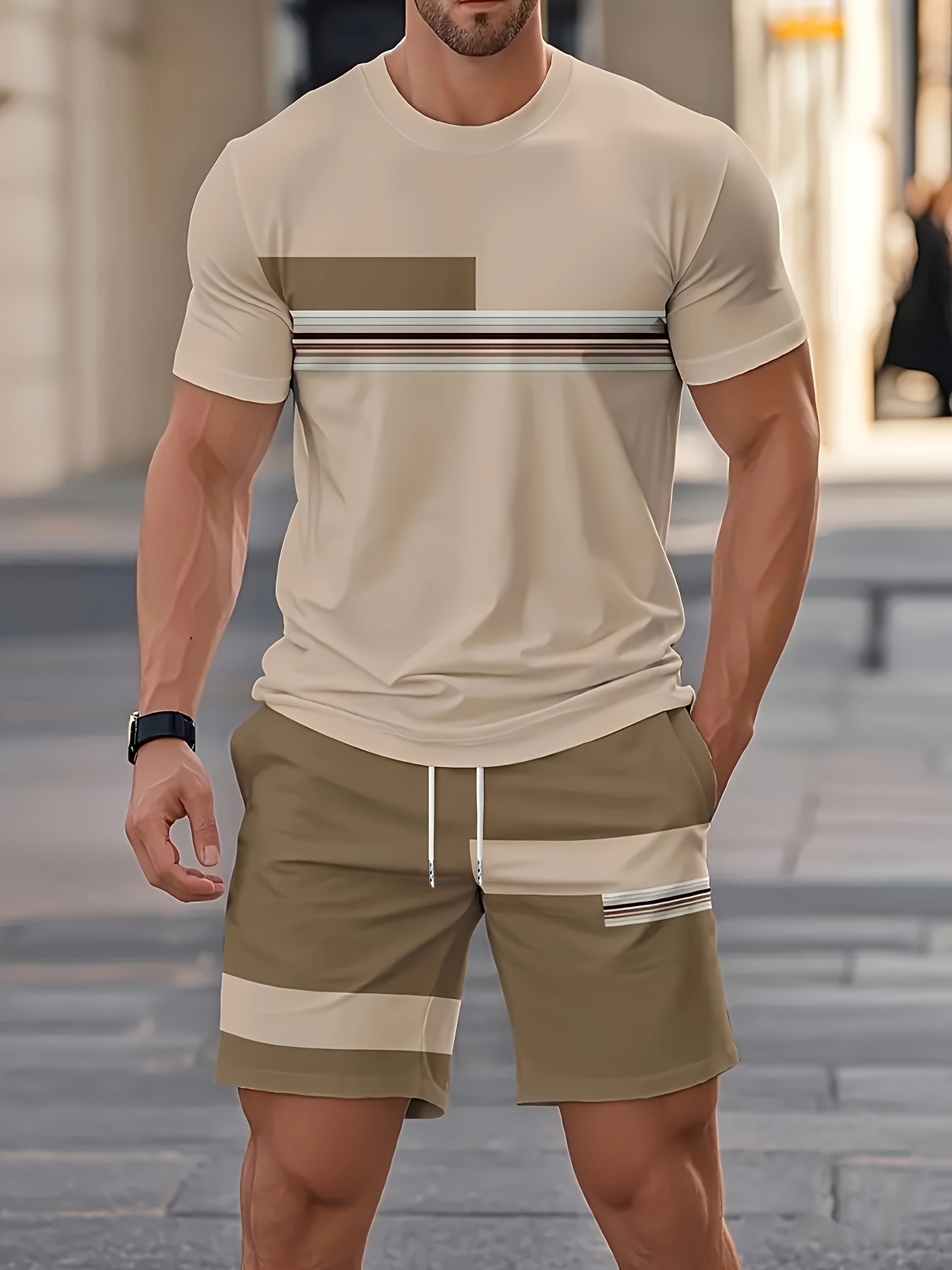 Summer Men's Sets Casual O-nec - đánh giá và giá Street Fashion Outfit For Men