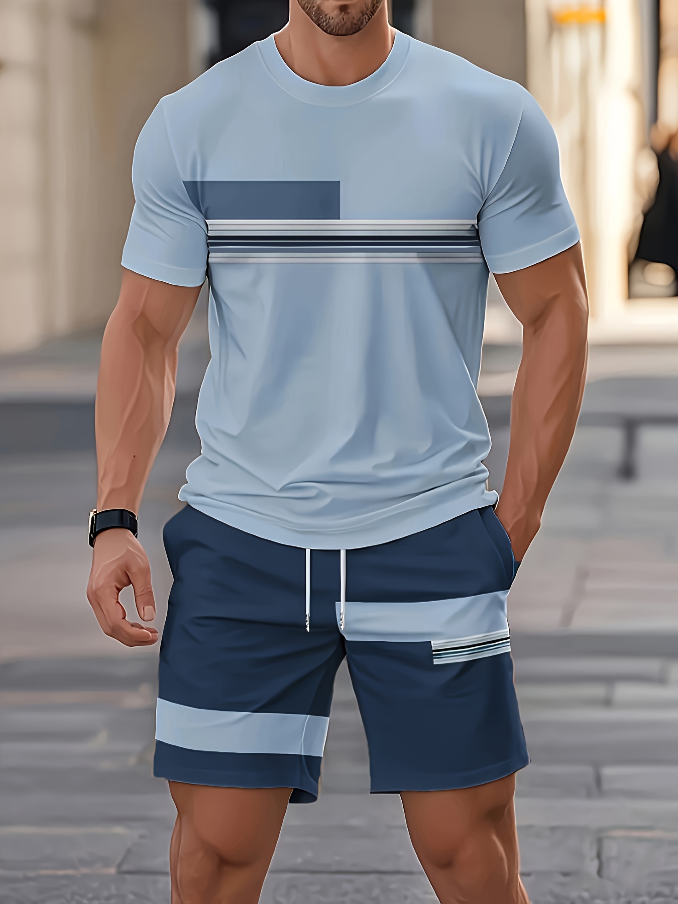 Summer Men's Sets Casual O-nec - đánh giá và giá Street Fashion Outfit For Men
