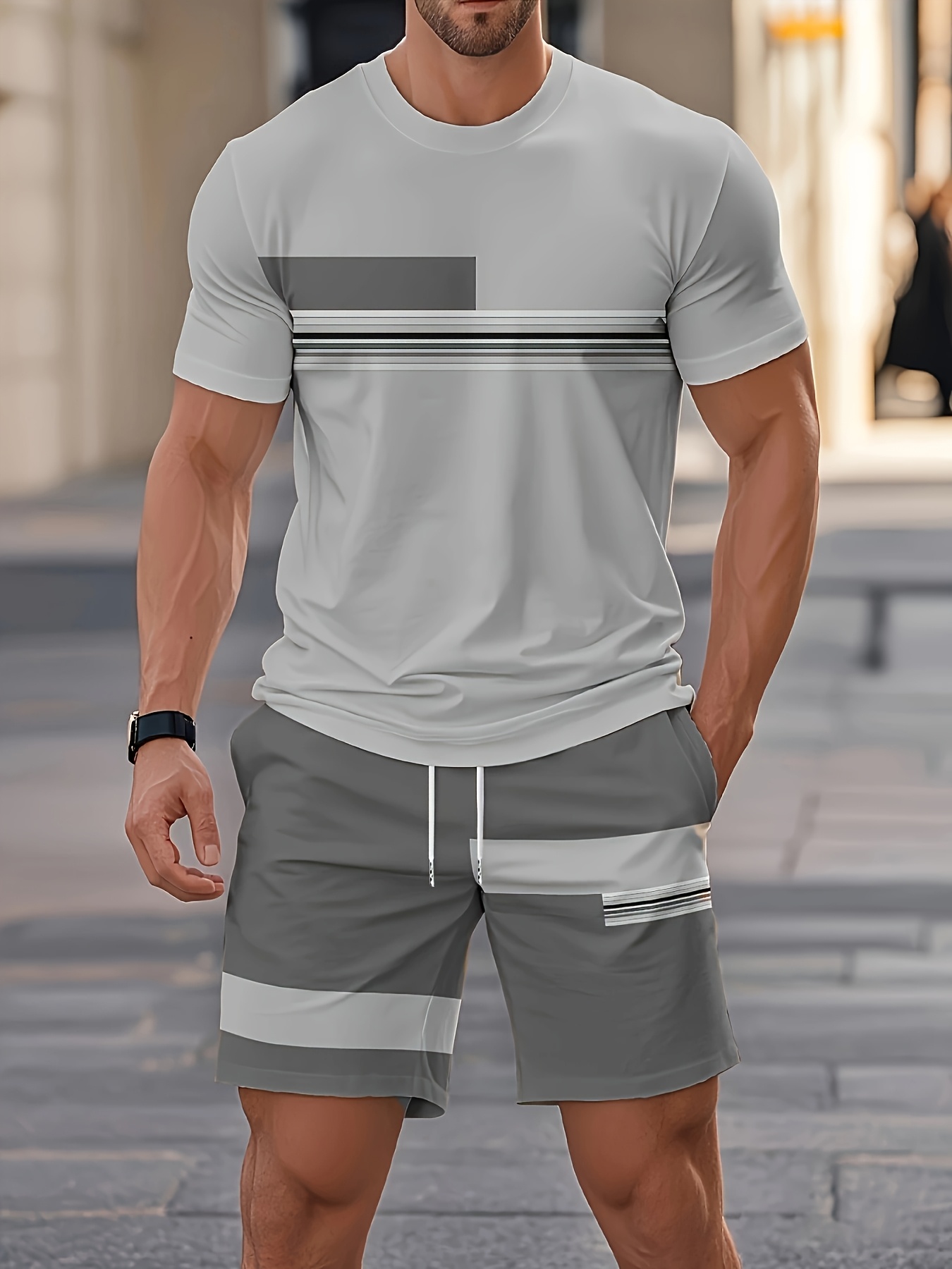 Summer Men's Sets Casual O-nec - đánh giá và giá Street Fashion Outfit For Men