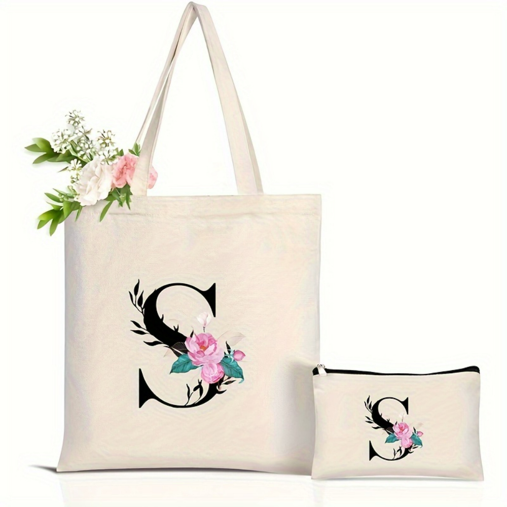 Elegant Floral Alphabet Tote B - đánh giá và giá Tote Bag Canvas Print