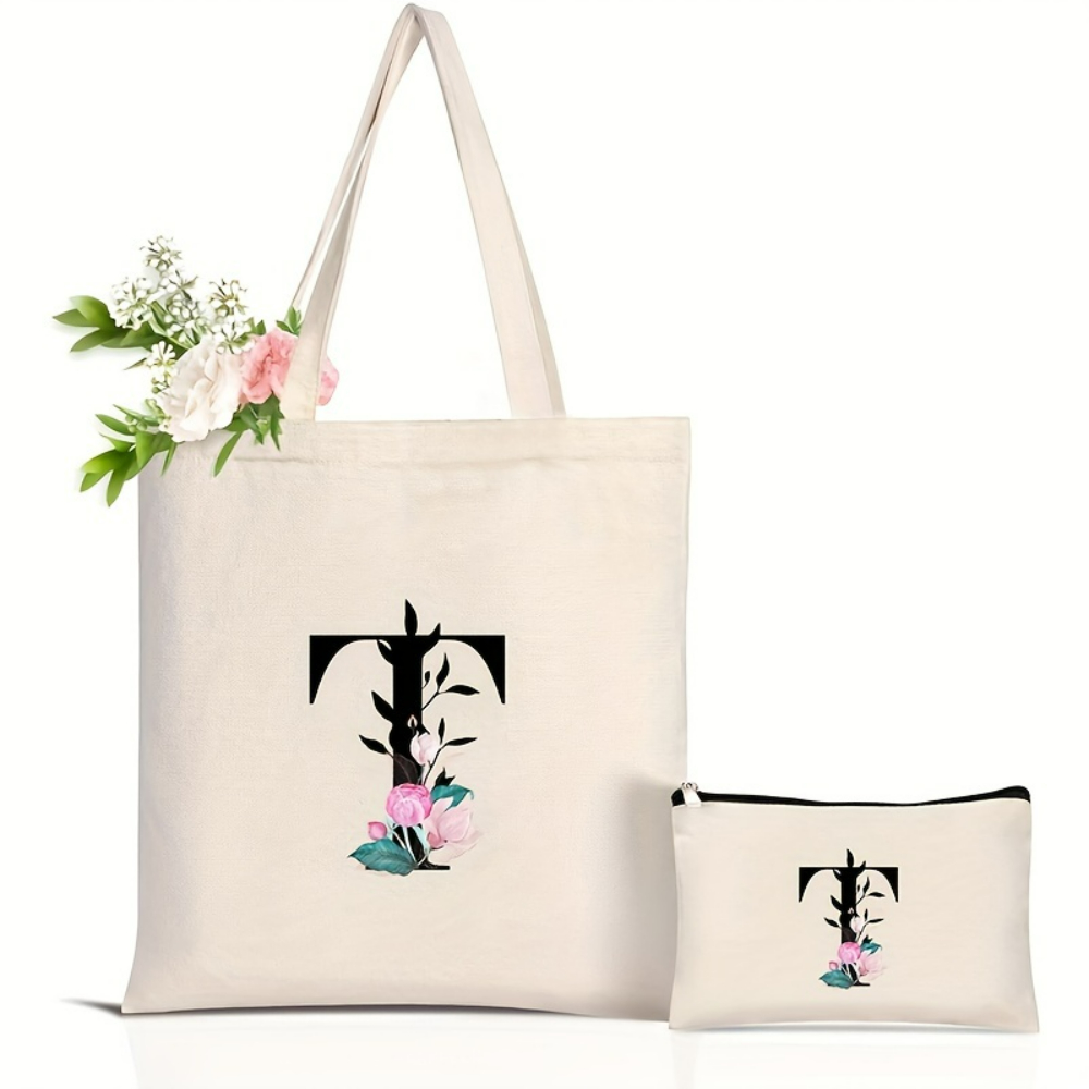 Elegant Floral Alphabet Tote B - đánh giá và giá Tote Bag Canvas Print
